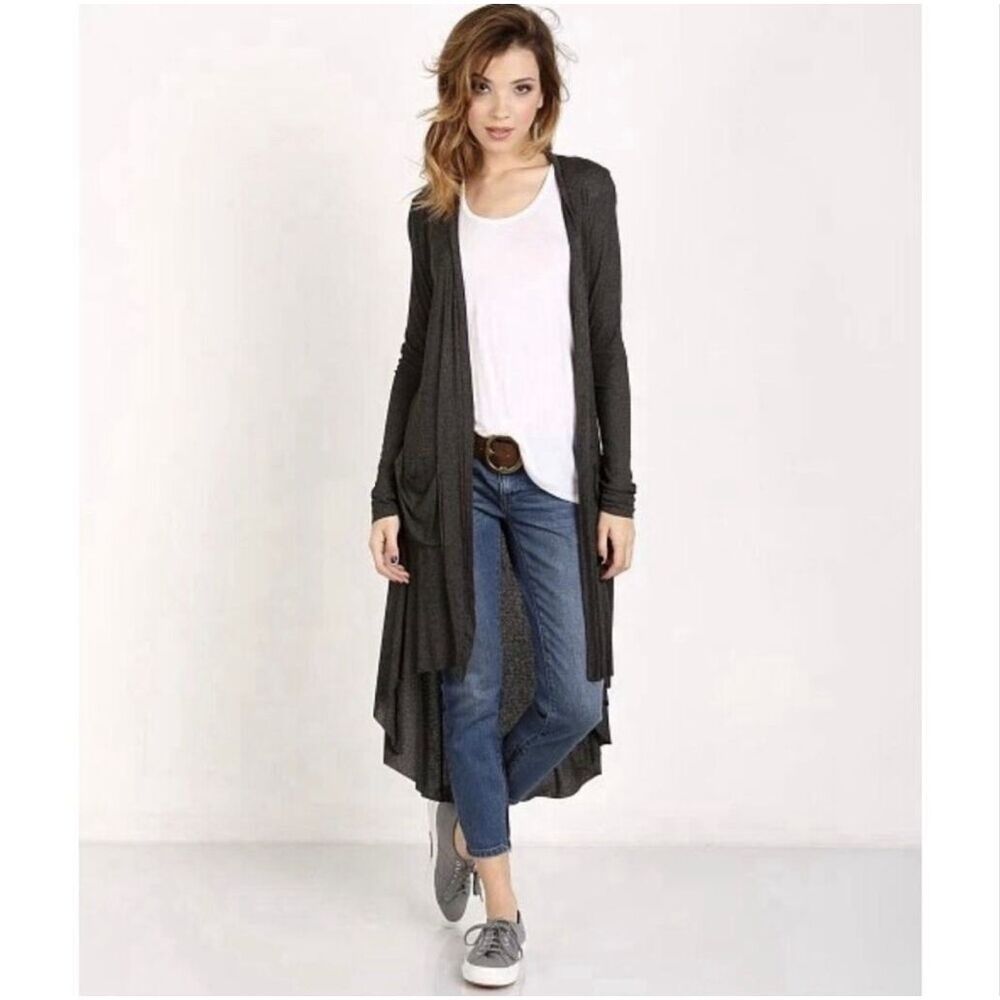 Joah Brown raw edges ribbed open cardigan one size fits all